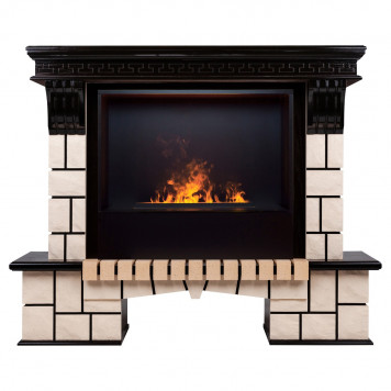 Электрокамин Real-Flame Stone 26 AO с очагом 3D Cassette 630 Black Panel